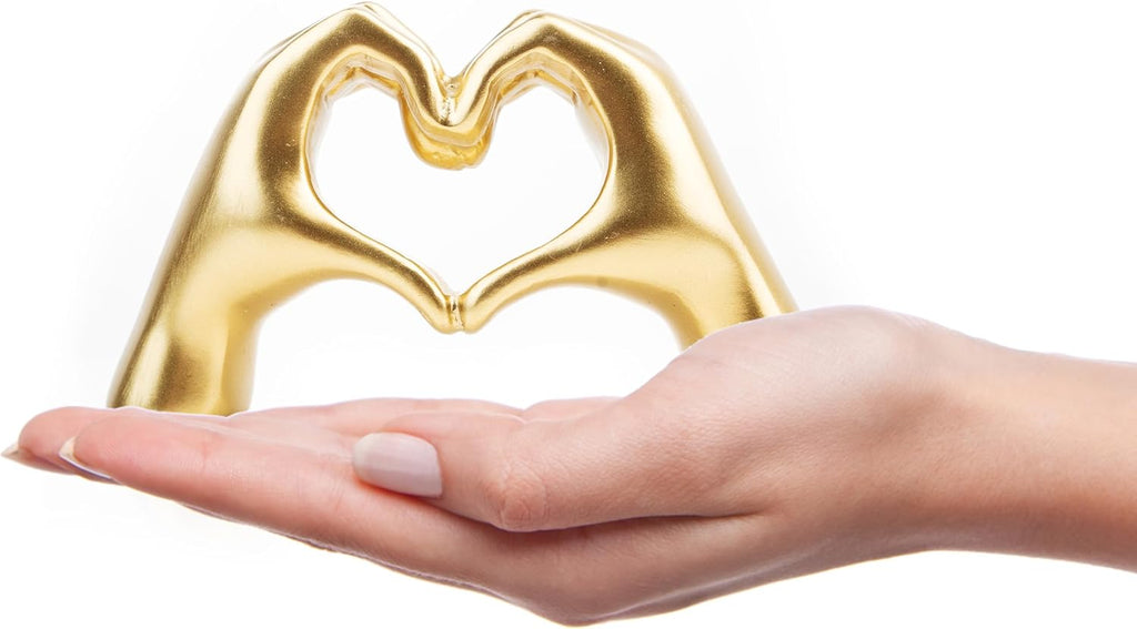 Gold Heart Hands Sculpture