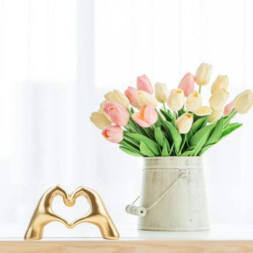 Gold Heart Hands Sculpture