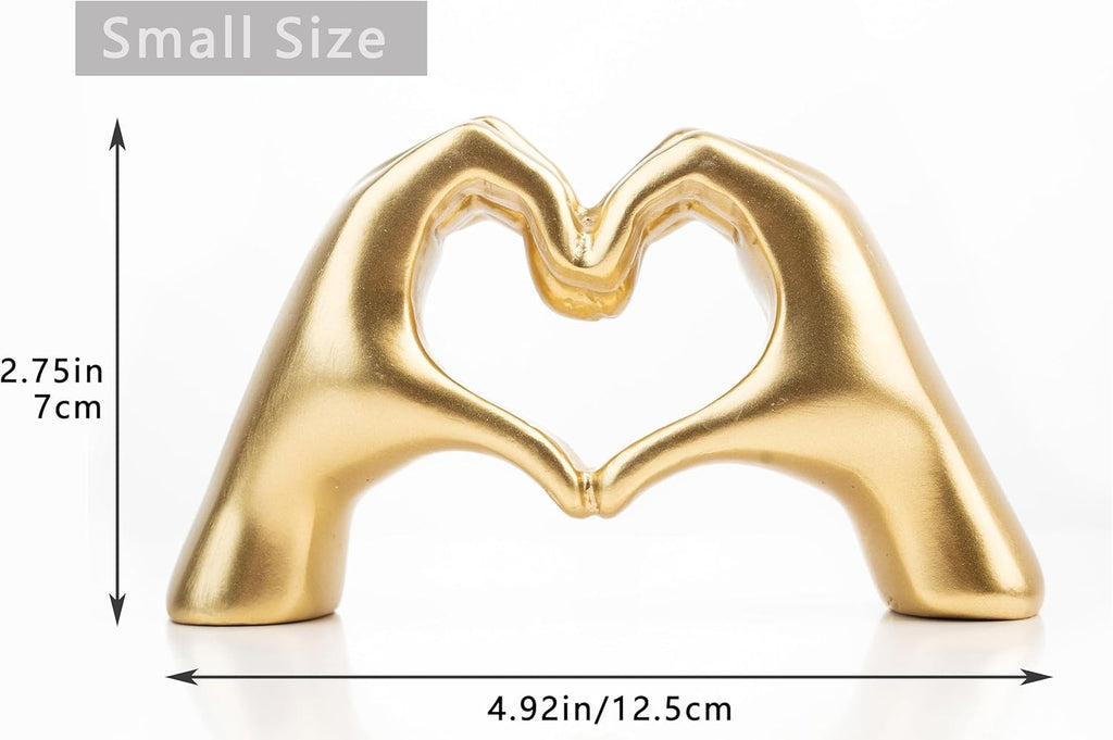 Gold Heart Hands Sculpture