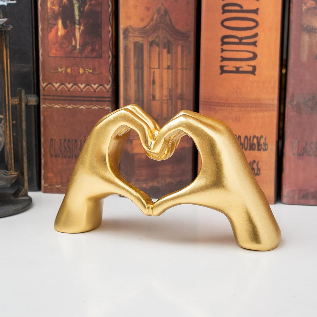 Gold Heart Hands Sculpture